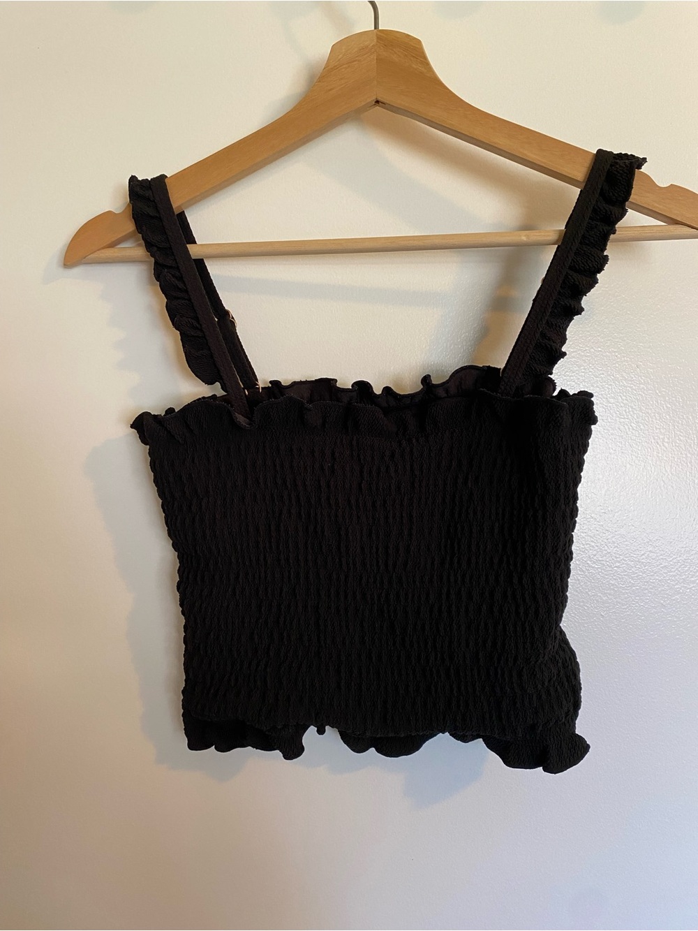 DownEast Black Smocked Swim Crop Top - Picture 2 of 5